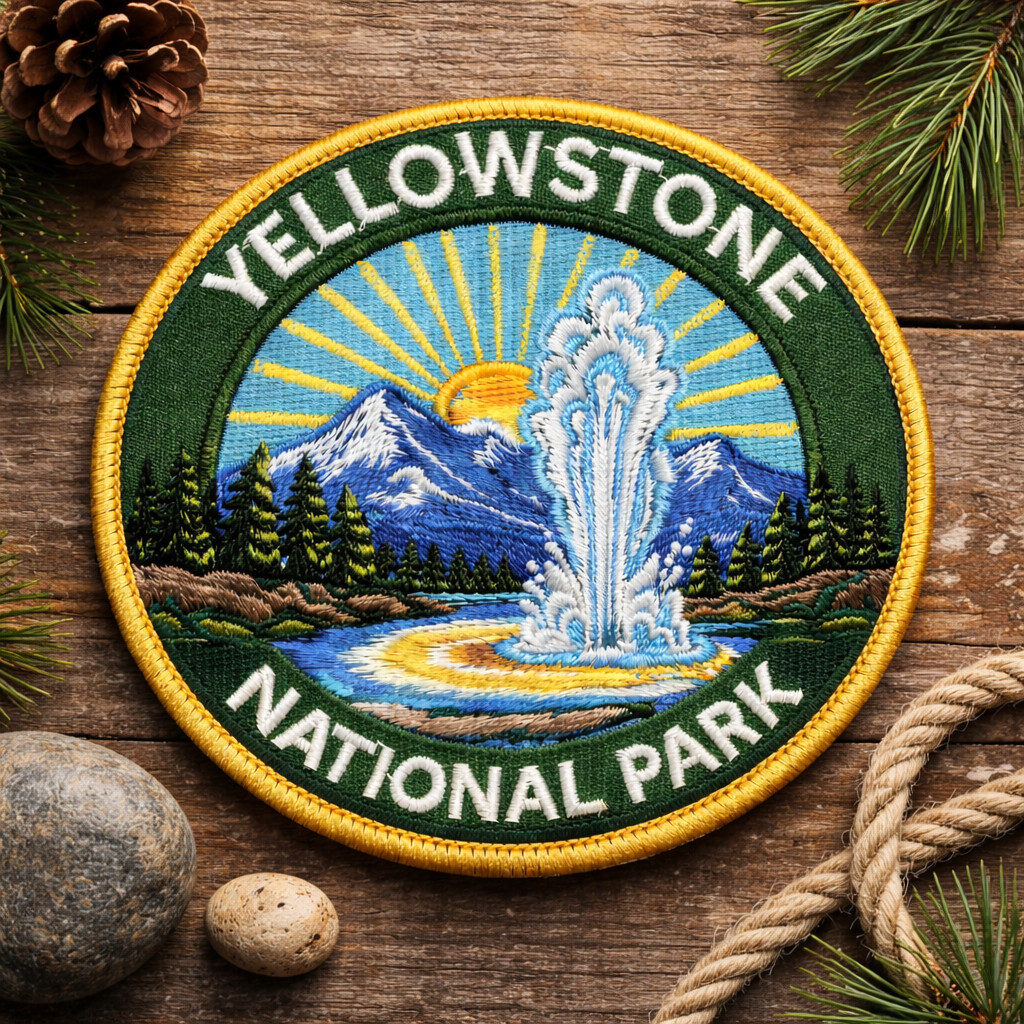 Yellowstone National Park Patch Embroidered Iron On Badge 3″