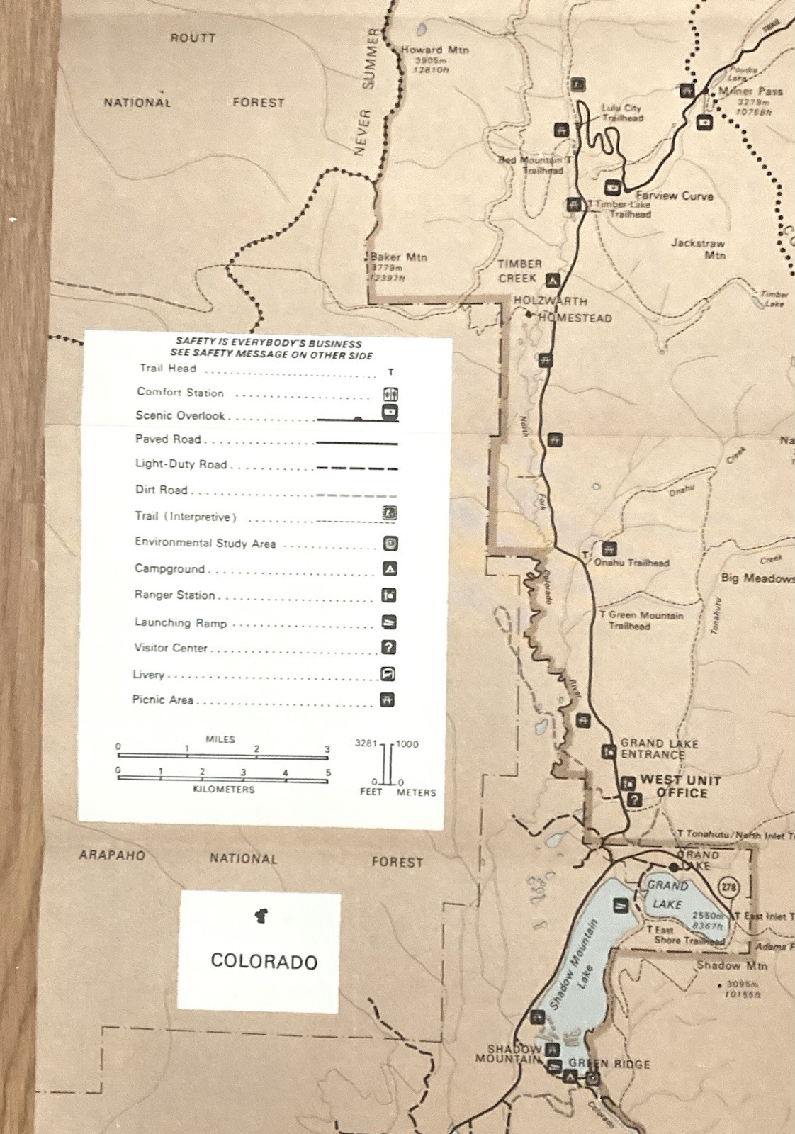 1979 Rocky Mountain National Park Map Trail Map Park Info Wall Decor RARE