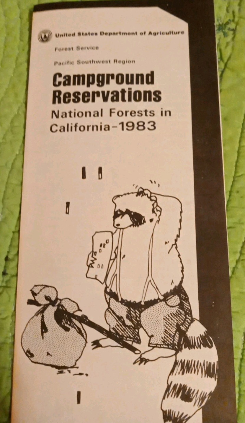 Campground Reservations National Forests In California 1983 Pamphlet