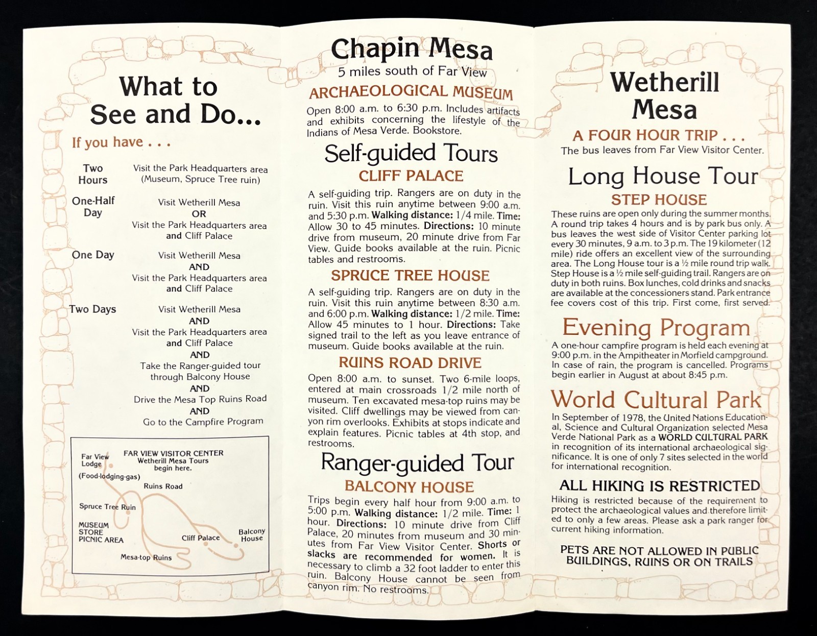 1980s Mesa Verde National World Cultural Park Guide Colorado VTG Travel Brochure