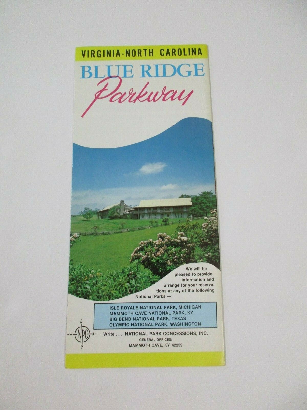 1984 Blue Ride Parkway National Park Virginia NC Travel Map Guide Brochure-B36