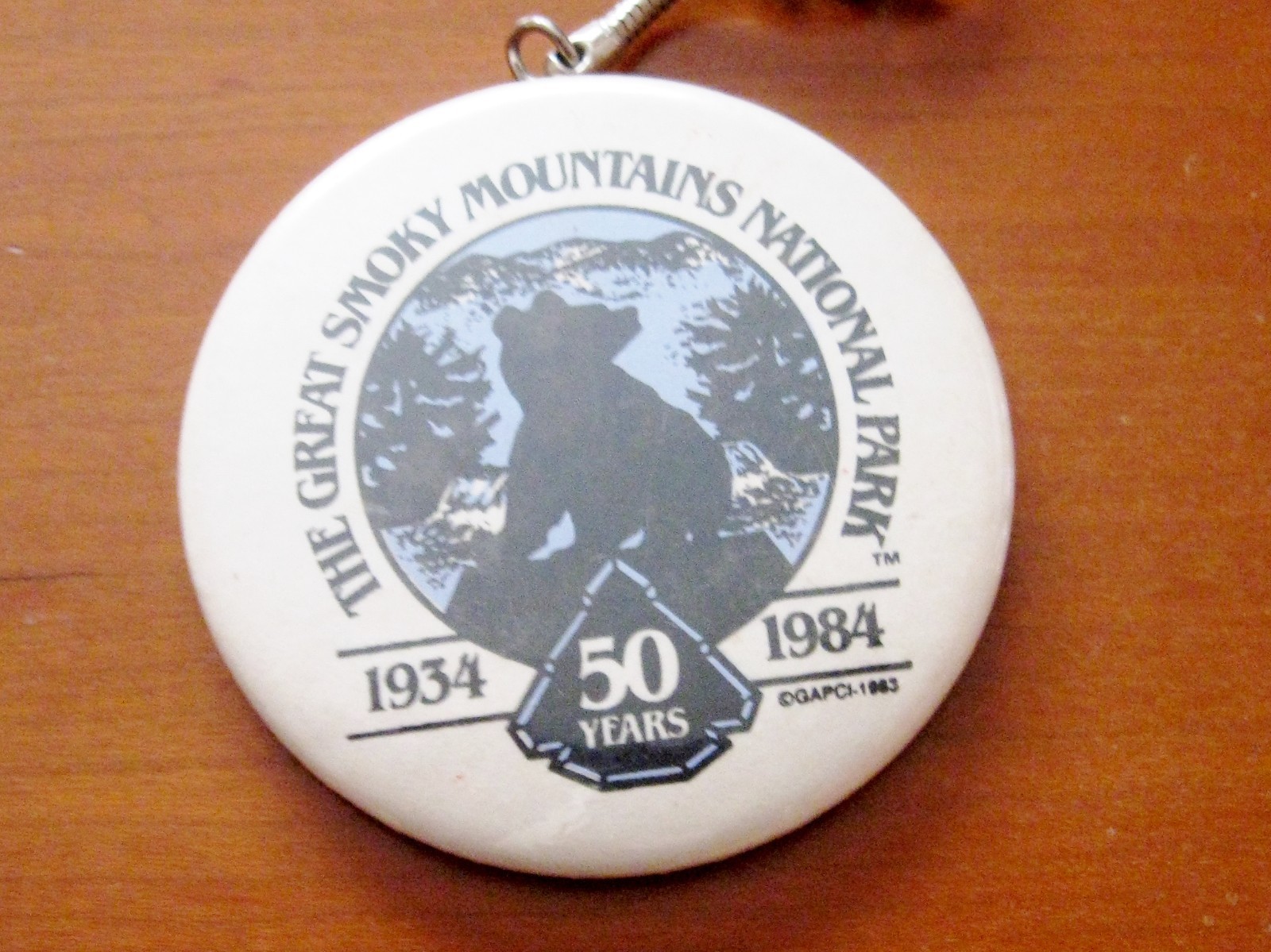 Great Smoky Mountains National Park 50 Years 1934-1984 Black Bear Keychain Fob