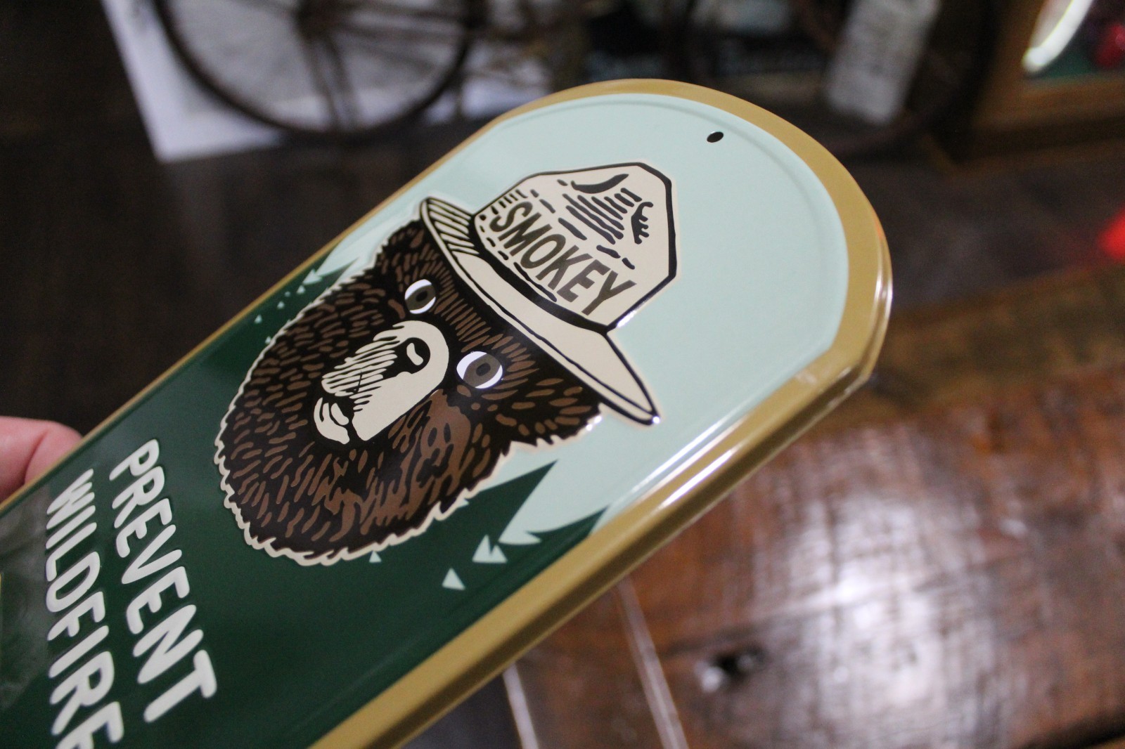RARE US FOREST SMOKEY BEAR PREVENT FIRES EMBOSSED PAINTED METAL THERMOMETER SIGN