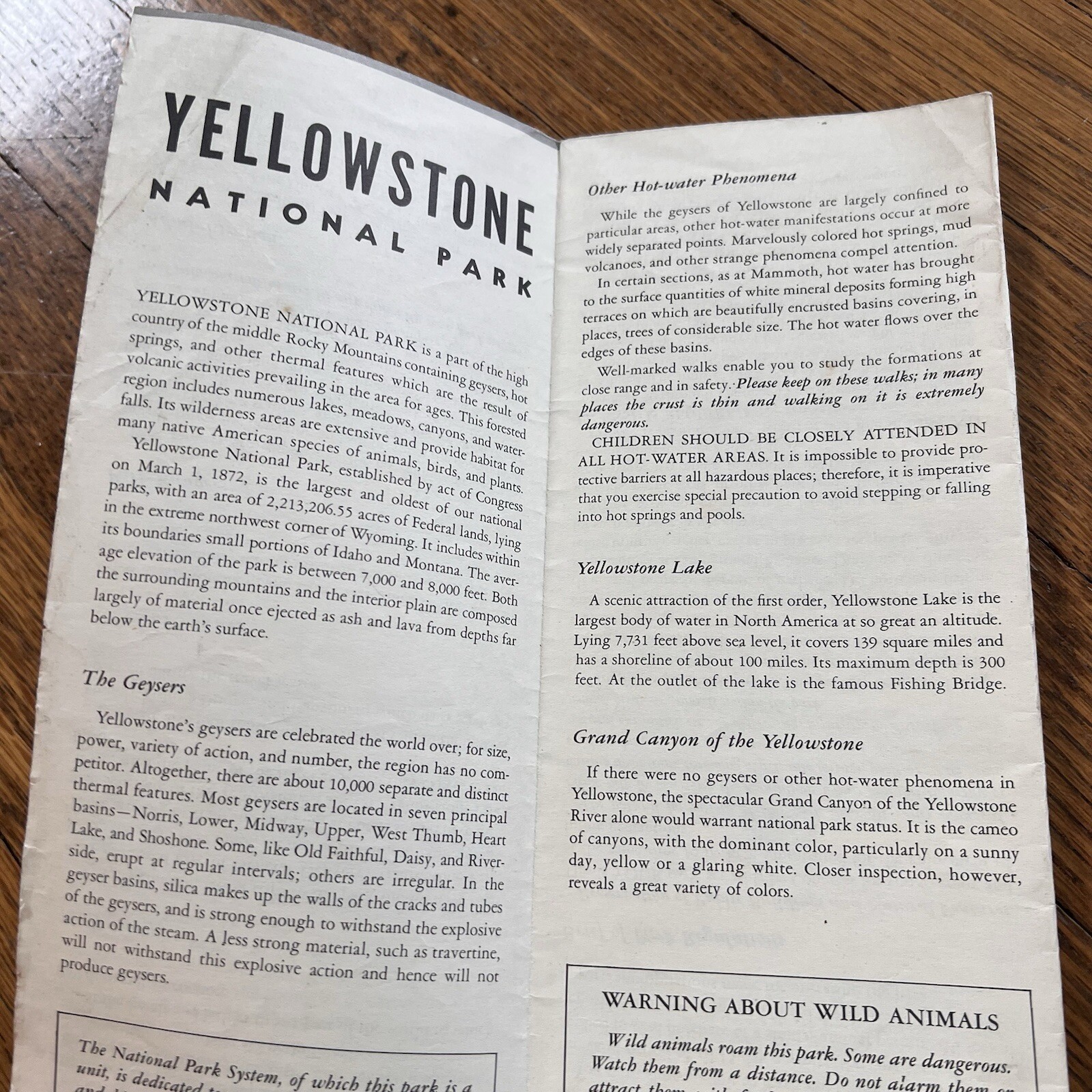 Original 1956 Yellowstone National Park Travel Brochure Wyoming, Montana, Idaho