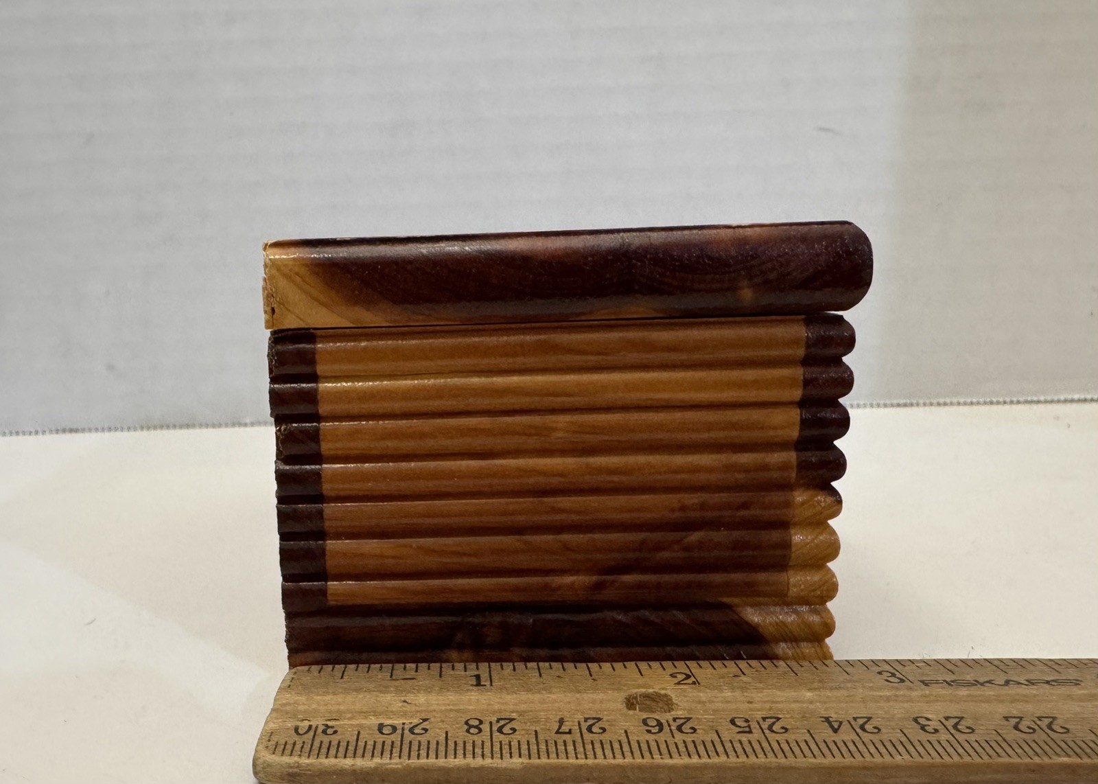 Vintage Yellowstone Nat Park Small Hinged Cedar Wood Trinket Jewelry Box, Bear