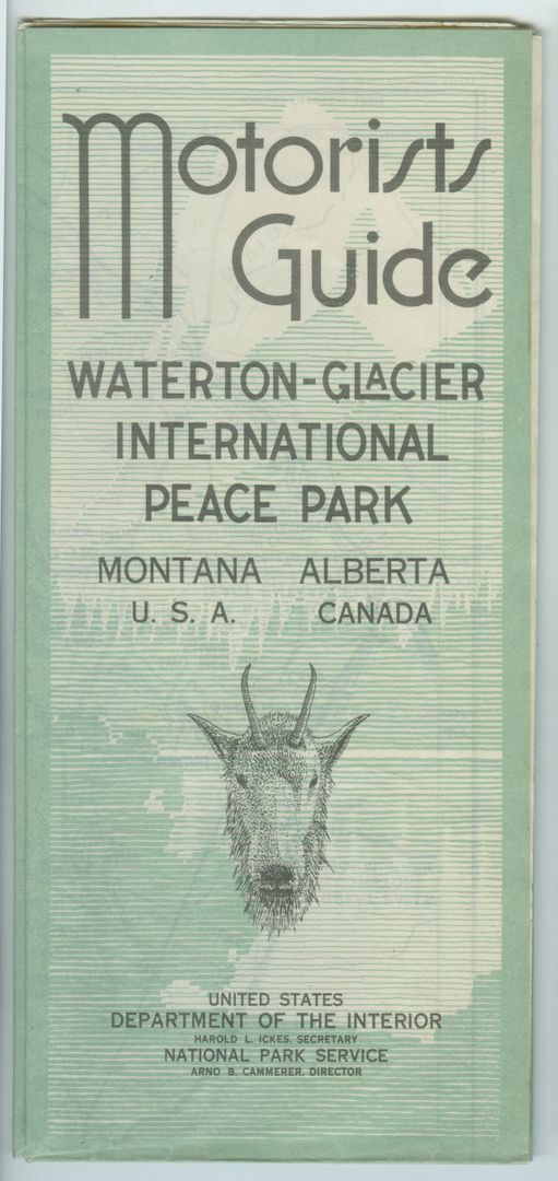 1938 Motorists Guide Waterton, Glacier National Park & International Peace Park,