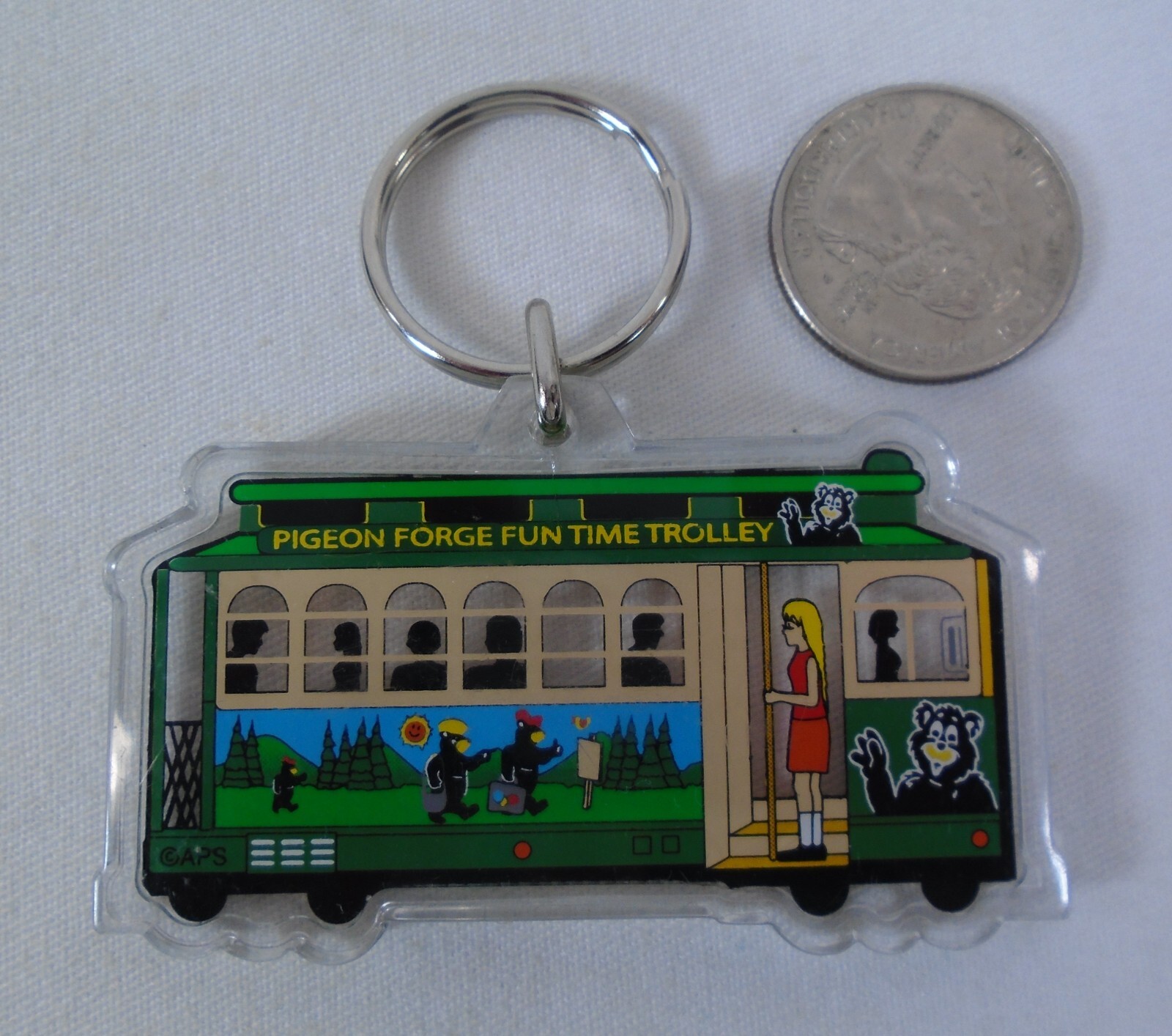 Pigeon Forge Tennessee Run Time Trolley Keychain Great Smoky Mountains