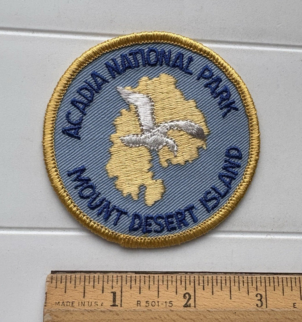 Vintage Mount Desert Island Acadia National Park Round Embroidered Sew-on Patch