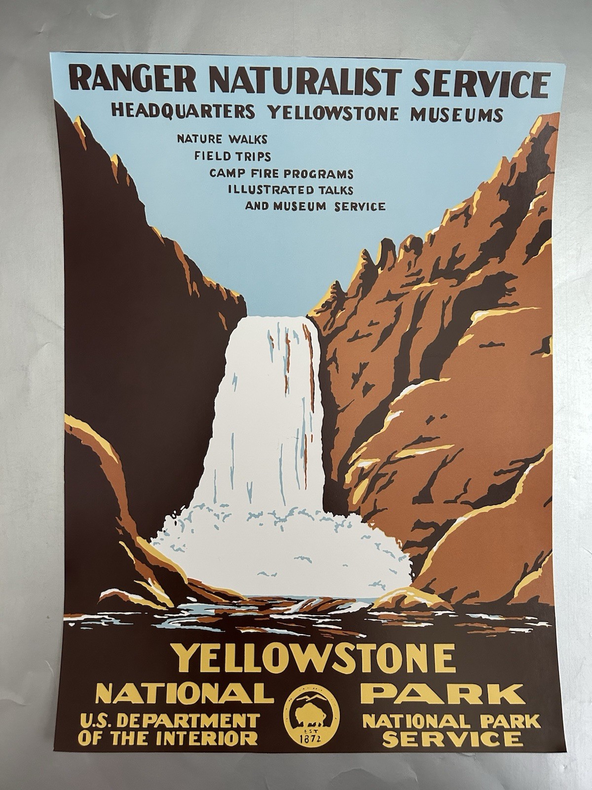 11” X 15” Yellowstone National Park Ranger Naturalist Service WPA Style Poster