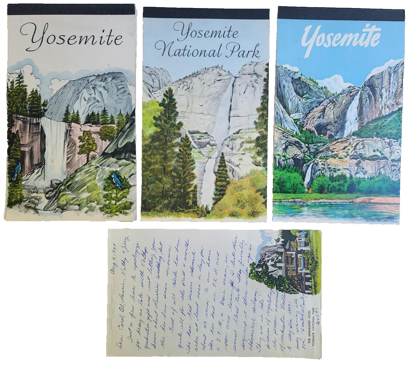 VTG 60s 70s Colorful STATIONARY Note Pad SOUVENIR YOSEMITE National Park Letter