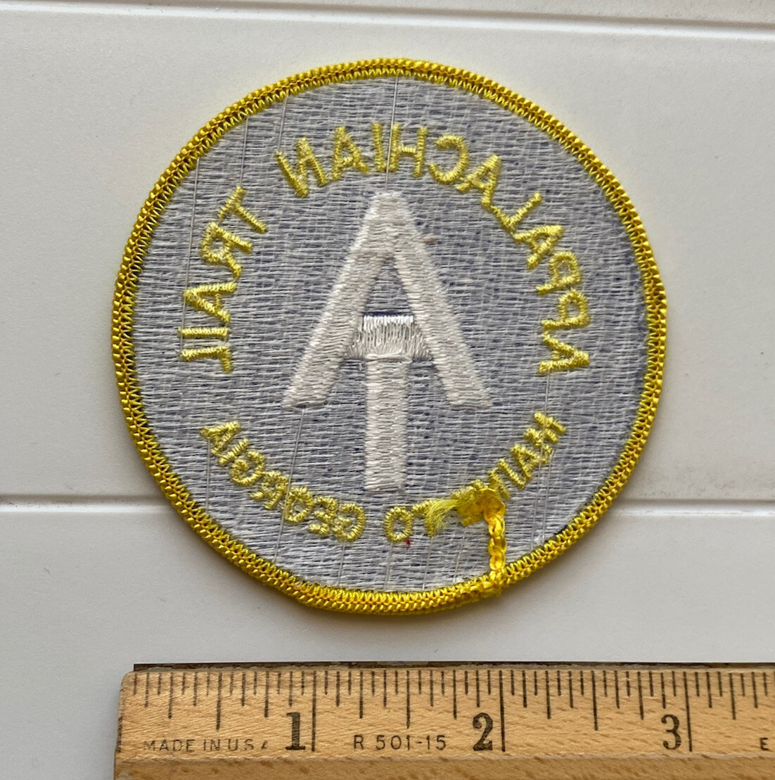 Appalachian Trail Maine to Georgia AT Logo Blue Yellow Round Embroidered Patch