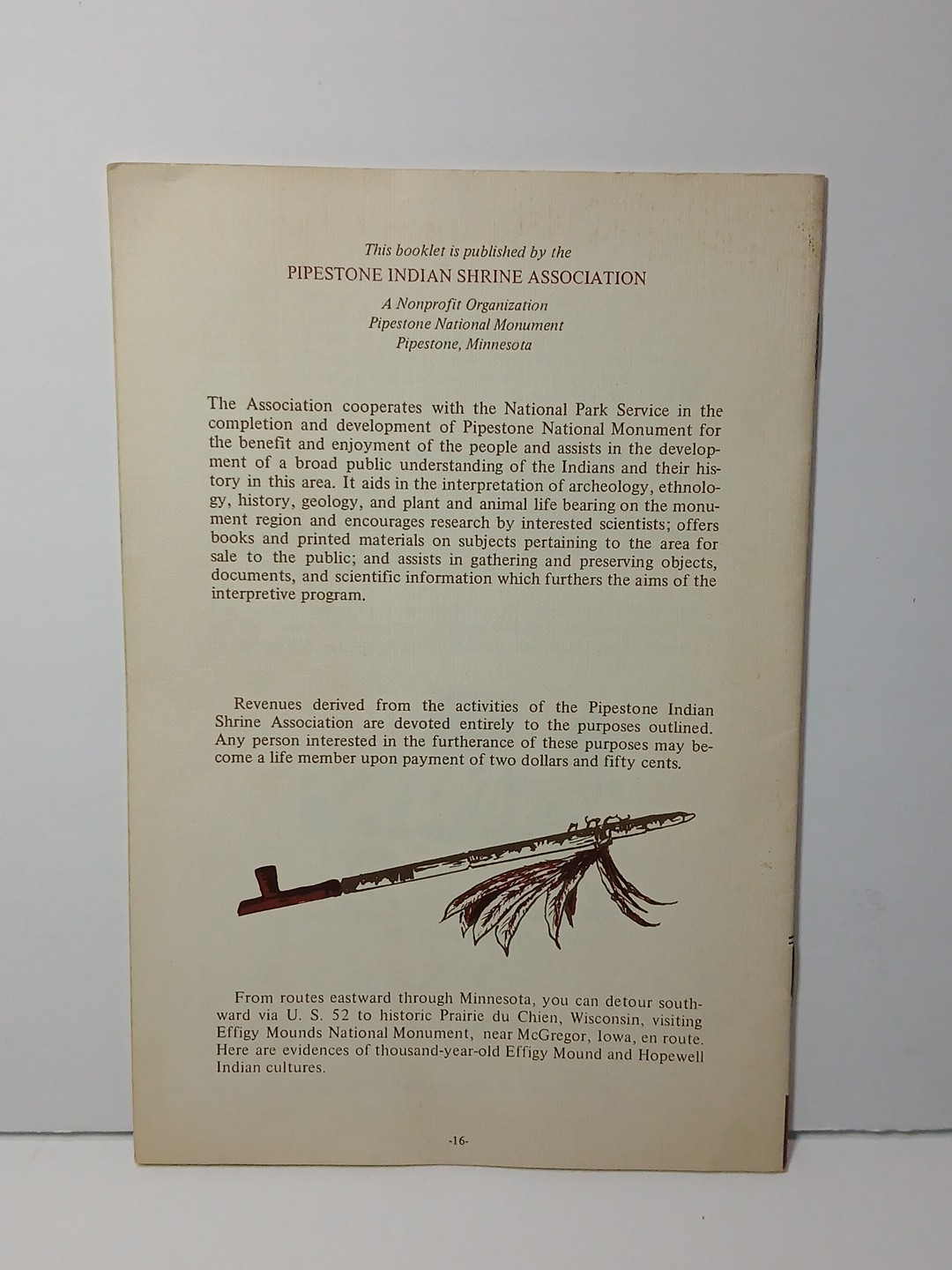 Circle Trail Pipestone National Monument, Minnesota Tourist Leaflet 1956 MN