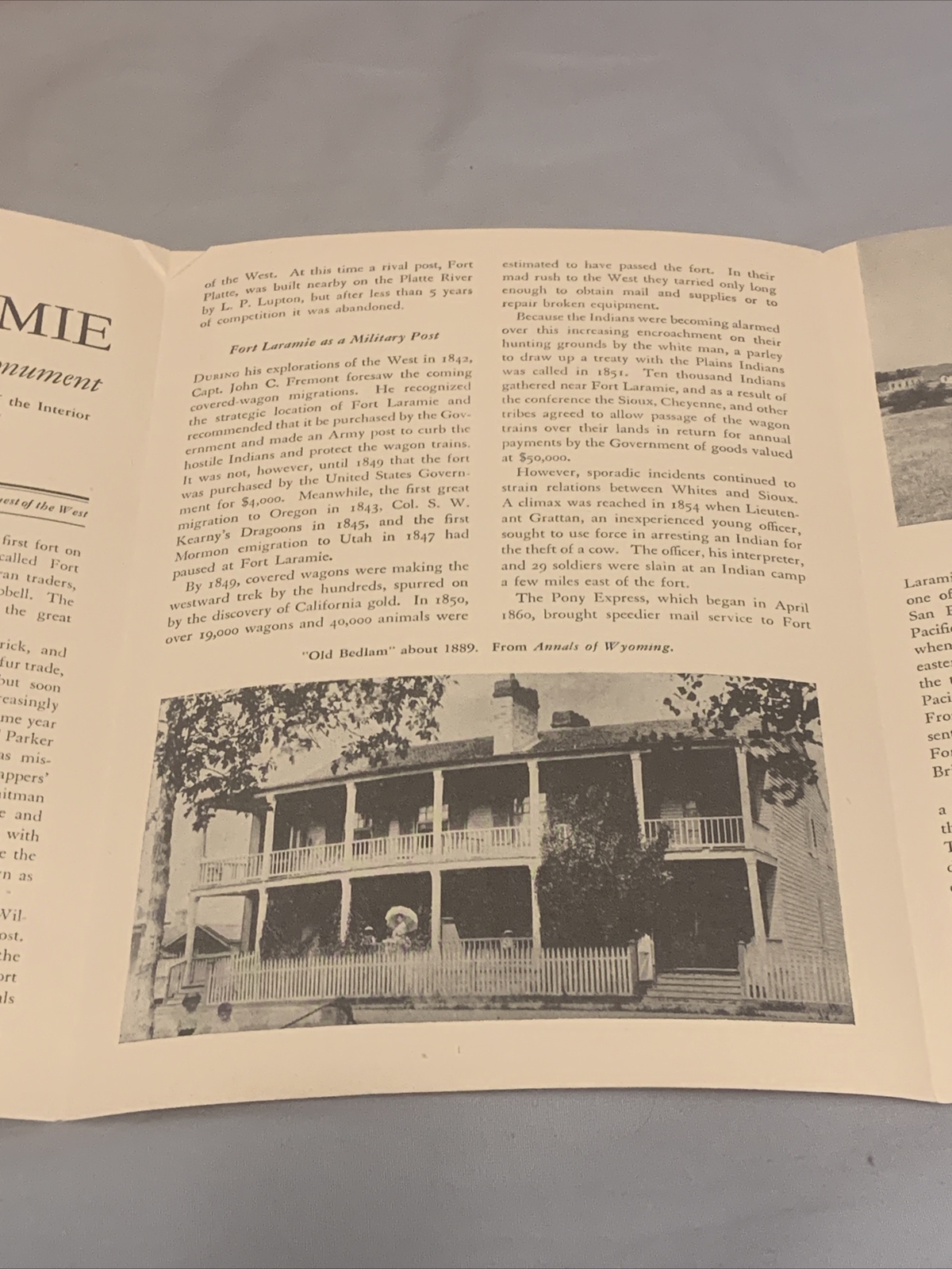 Vintage Rare – Fort Laramie National Monument Wyoming Brochure Pamphlet Map 1952