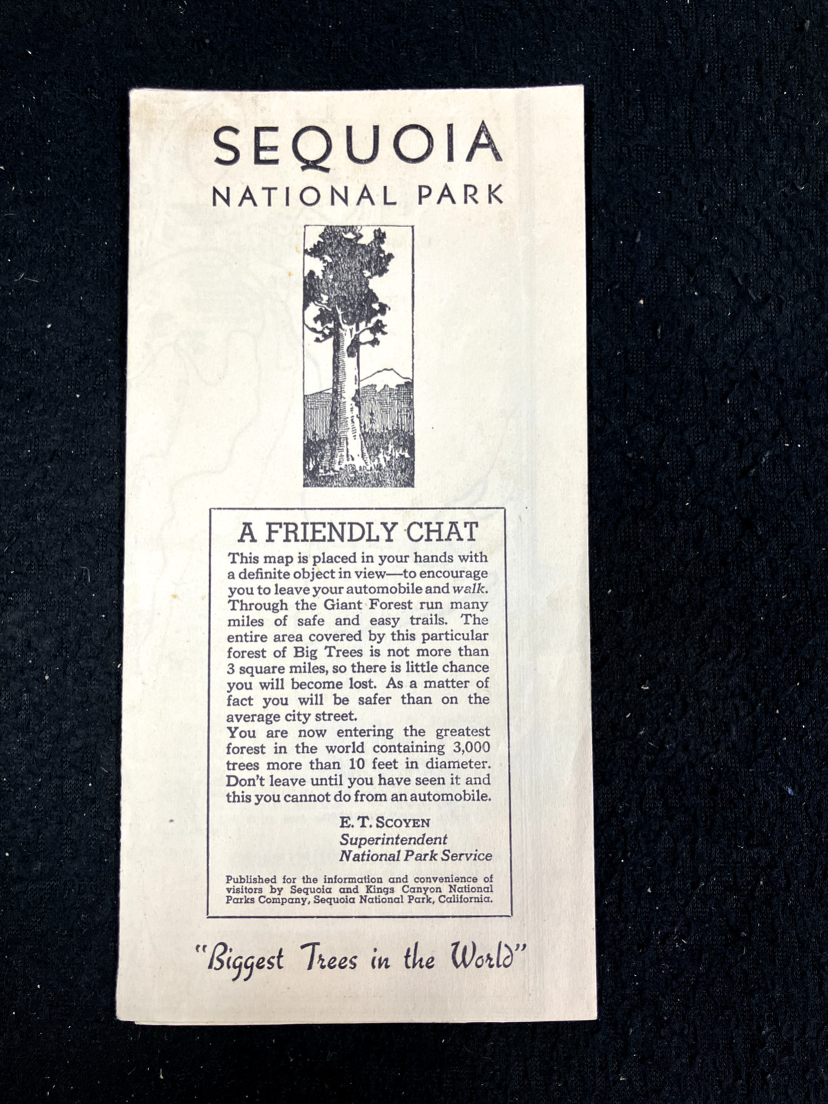 1948 SEQUOIA NATIONAL PARK FOLDOUT MAP AND VISITOR’S GUIDE