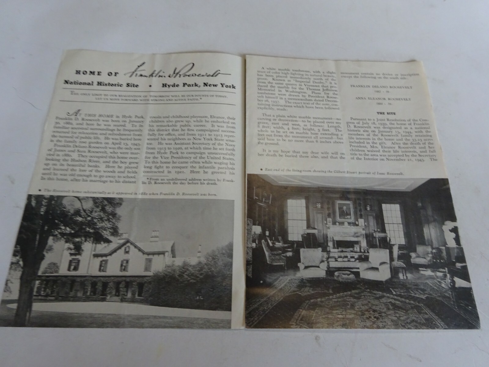 1948 Home of Franklin D Roosevelt National Historic Site brochure