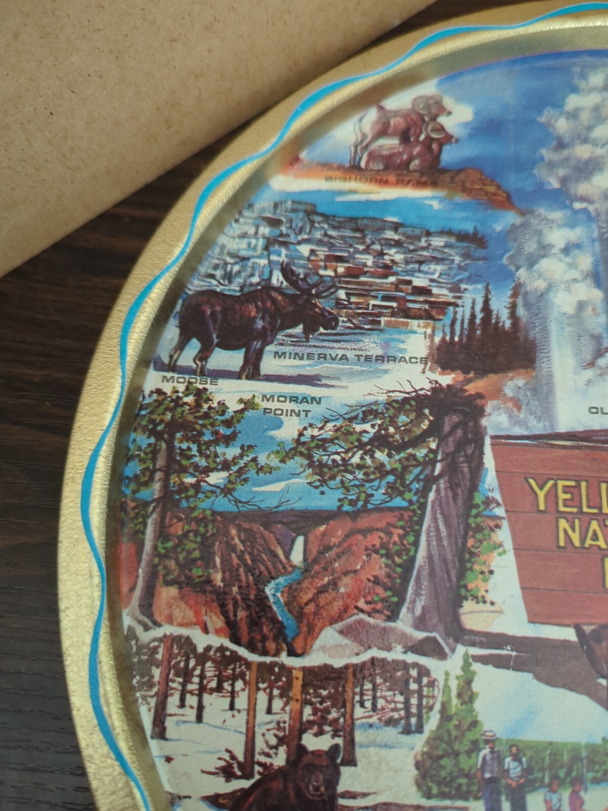 Ken Haag Metal Tray, VTG, Yellowstone National Park, 1960s