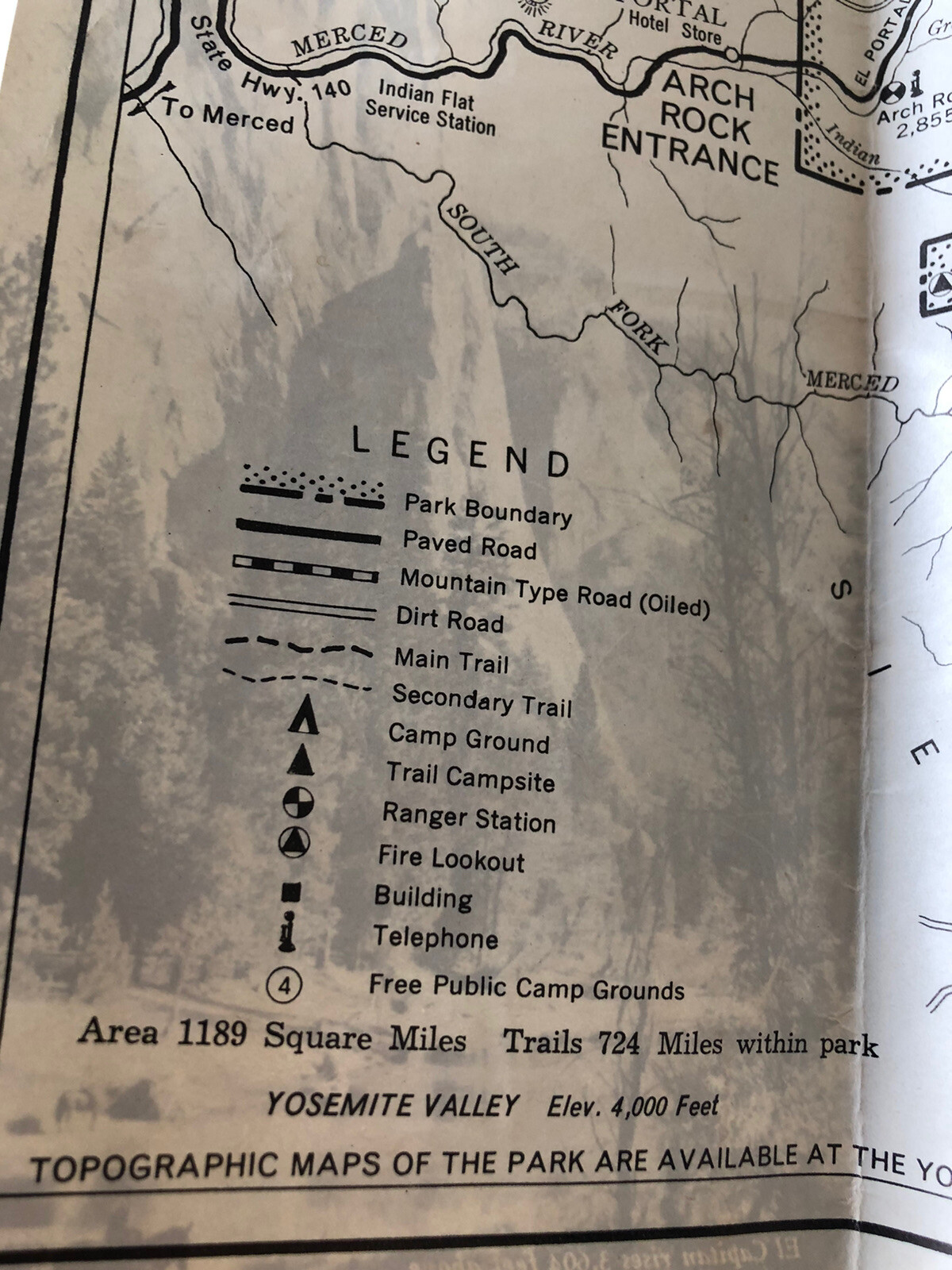 Yosemite National Park Map (1949) & Guide (1950) National Park Service