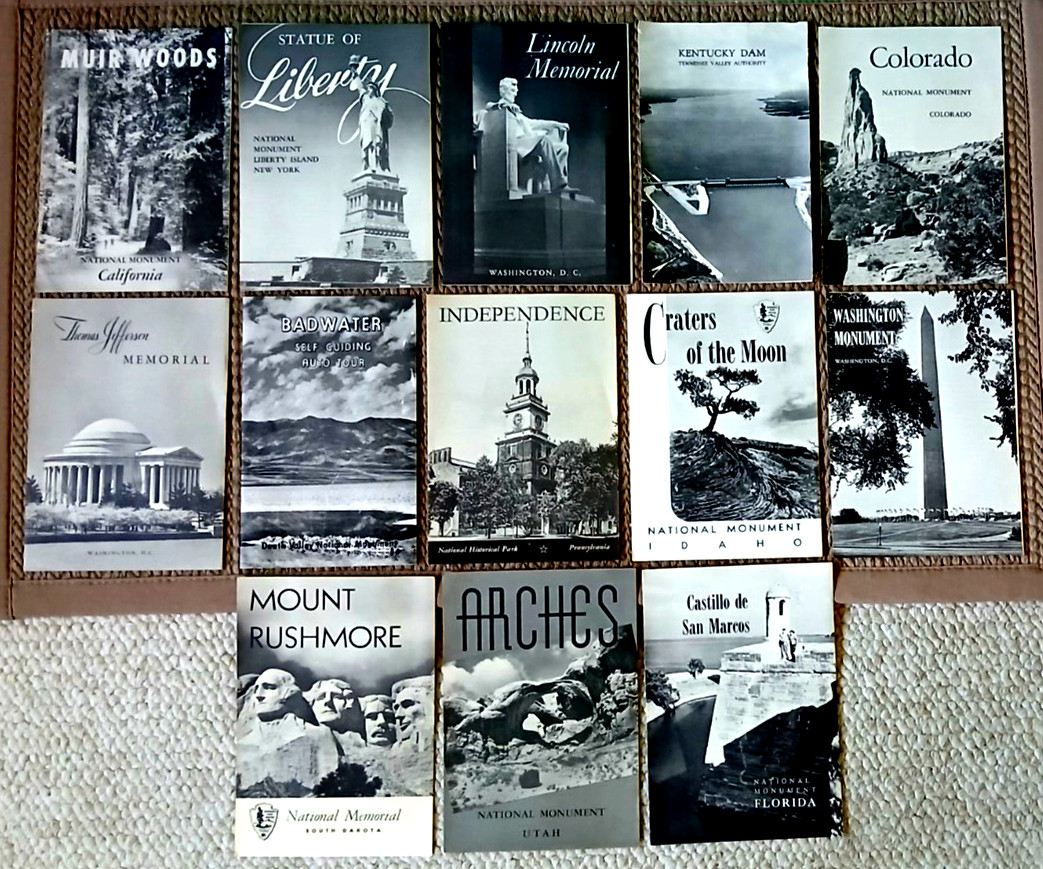 Lot of 13, Interior Dept. National Forest Service, Monuments, Parks Booklets