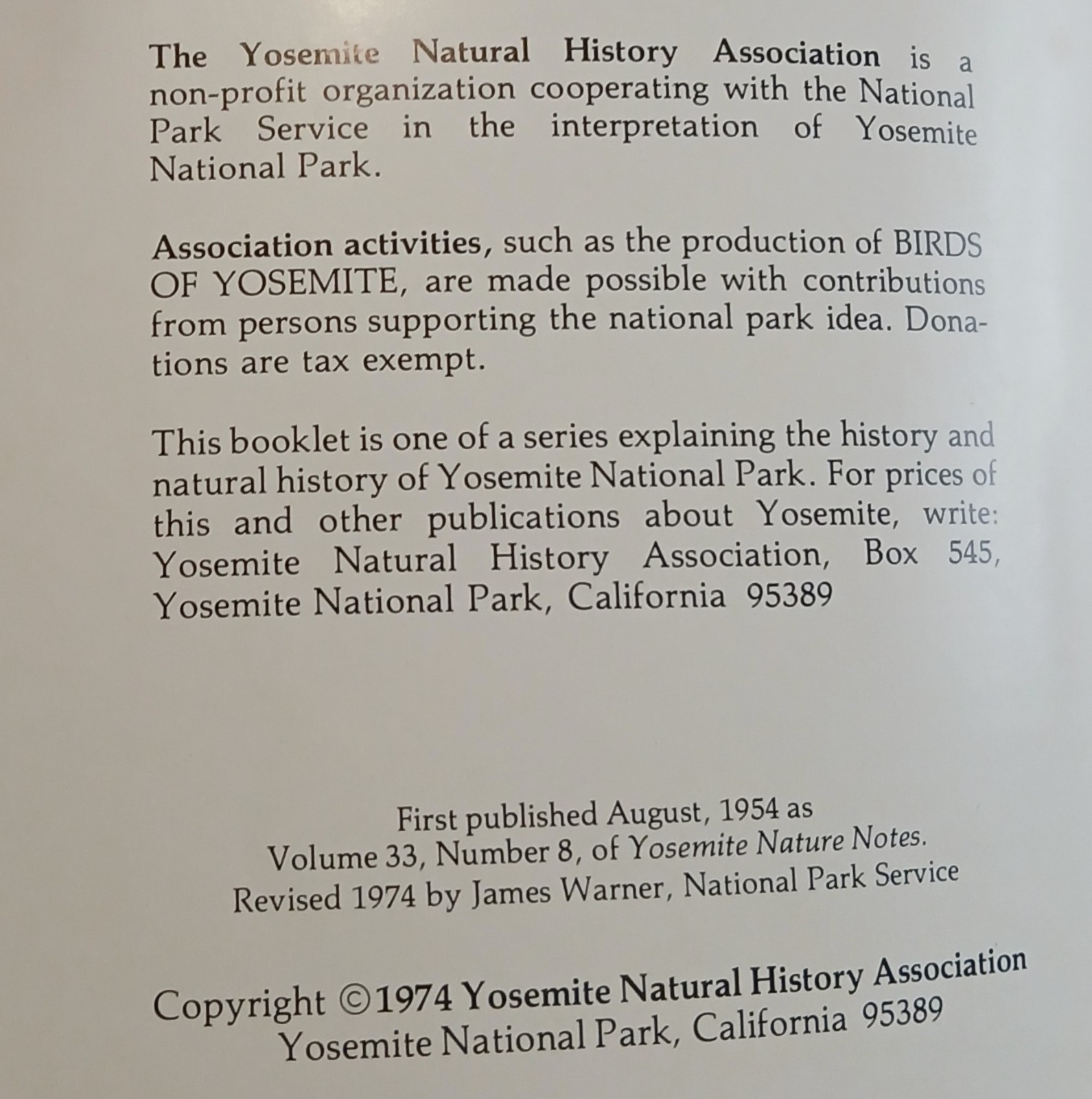 Yosemite National Park books from the 1970s – Lot of 3
