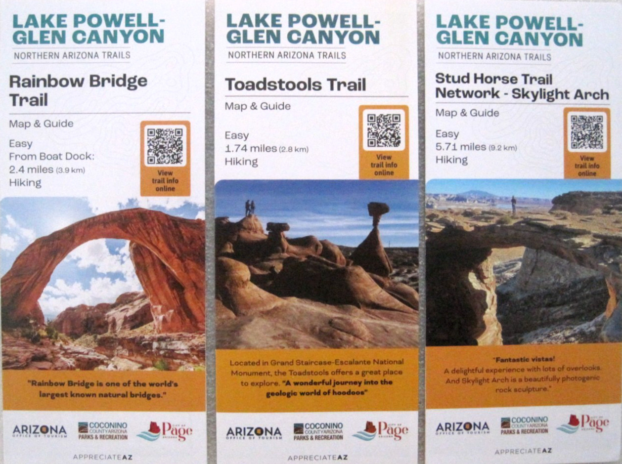 Glen Canyon National Recreation Area 3 Different Trail Maps Lot A
