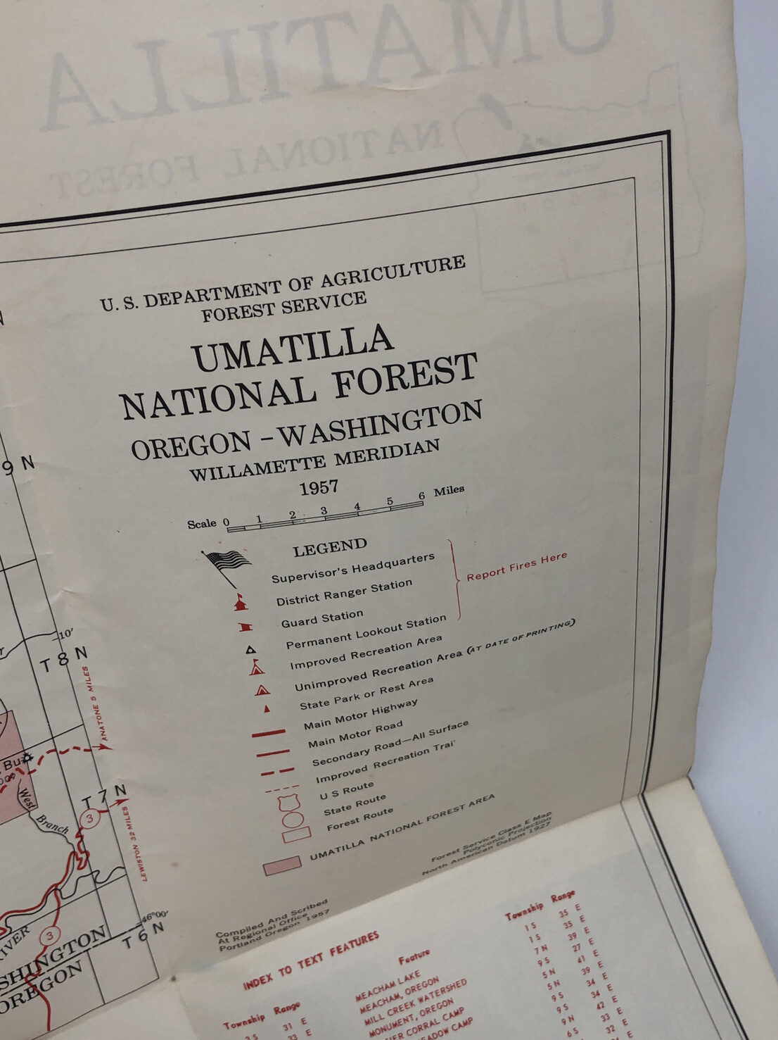 VTG Umatilla National Forest Service Map Brochure 1957 US Dept of Argiculture