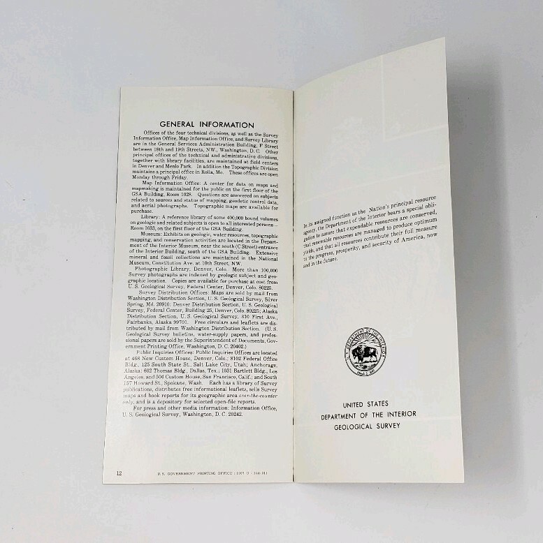 1967 United States Geological Survey Vintage Brochure – USGS – USDOI