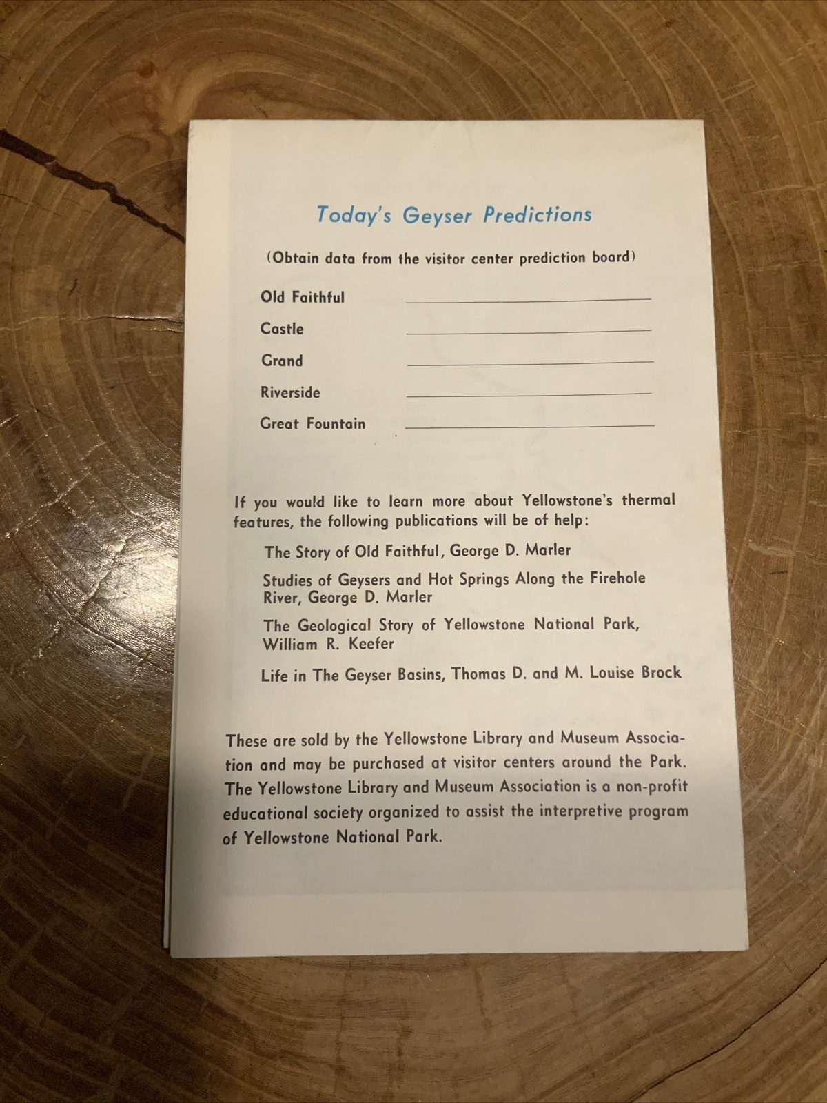 RARE 1972 Yellstone National Park Upper Geyser Basin Guide Old Faithful