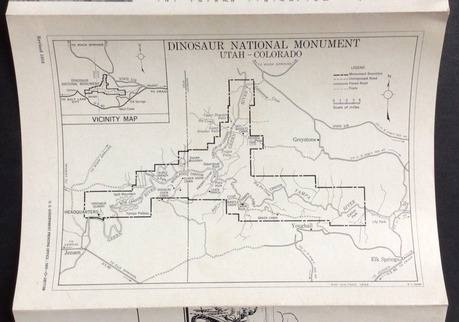 1953 Dinosaur National Monument Utah Colorado Tourist Travel Brochure