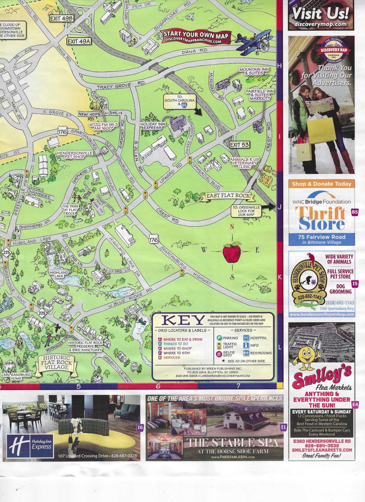 7 TRAVEL ITEMS BROCHURES: Hendersonville & Forest City, NC; Callaway Gardens, GA