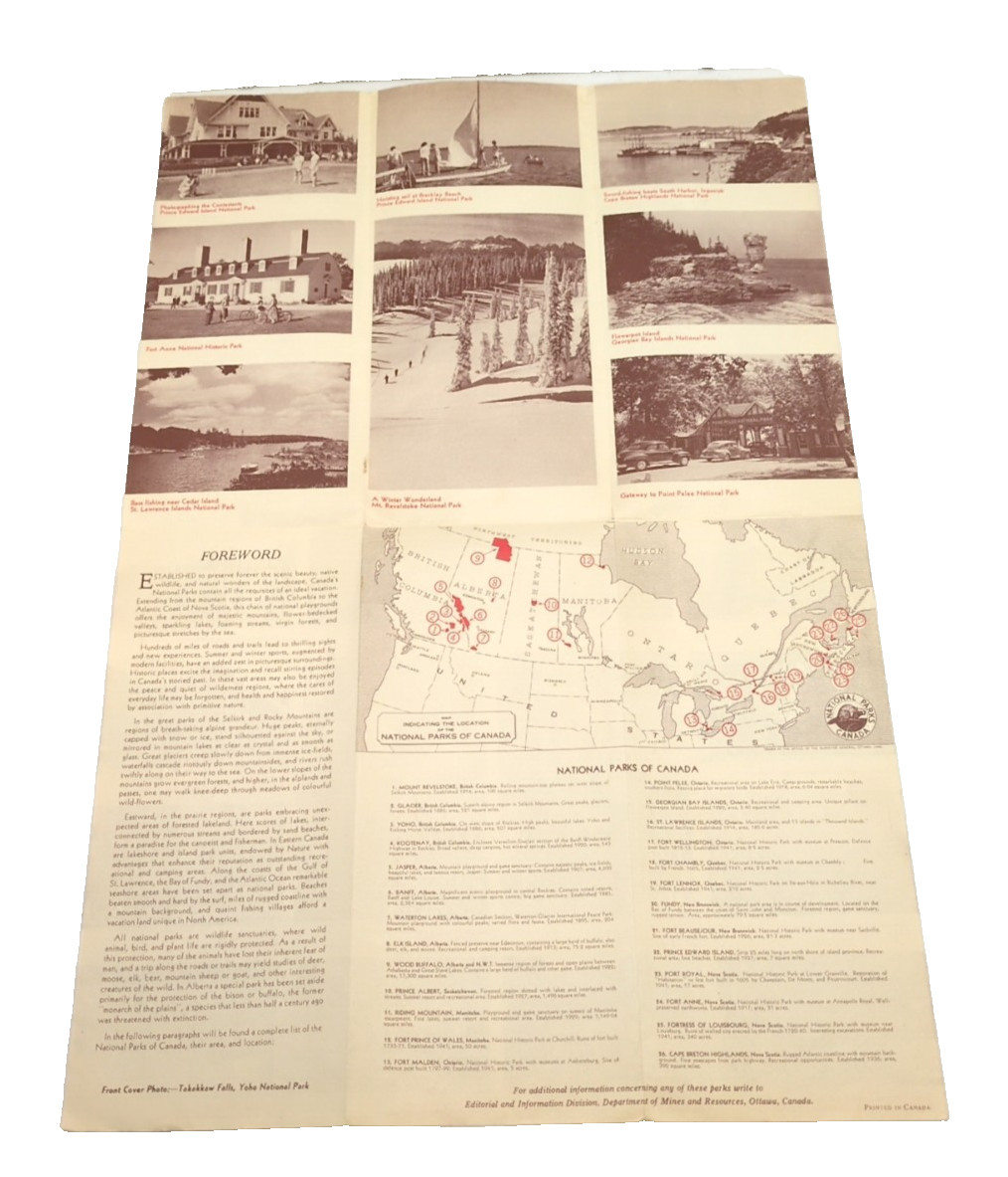 National Parks of Canada Travel Pamphlet Booklet 1940-1950 Antique Ephemera F4AR