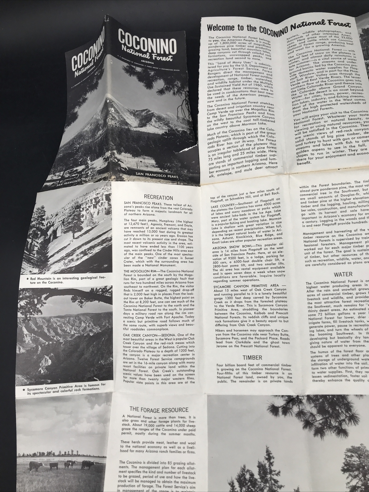 VTG 1968 Coconino National Forest Arizona Map US Dept of Agriculture