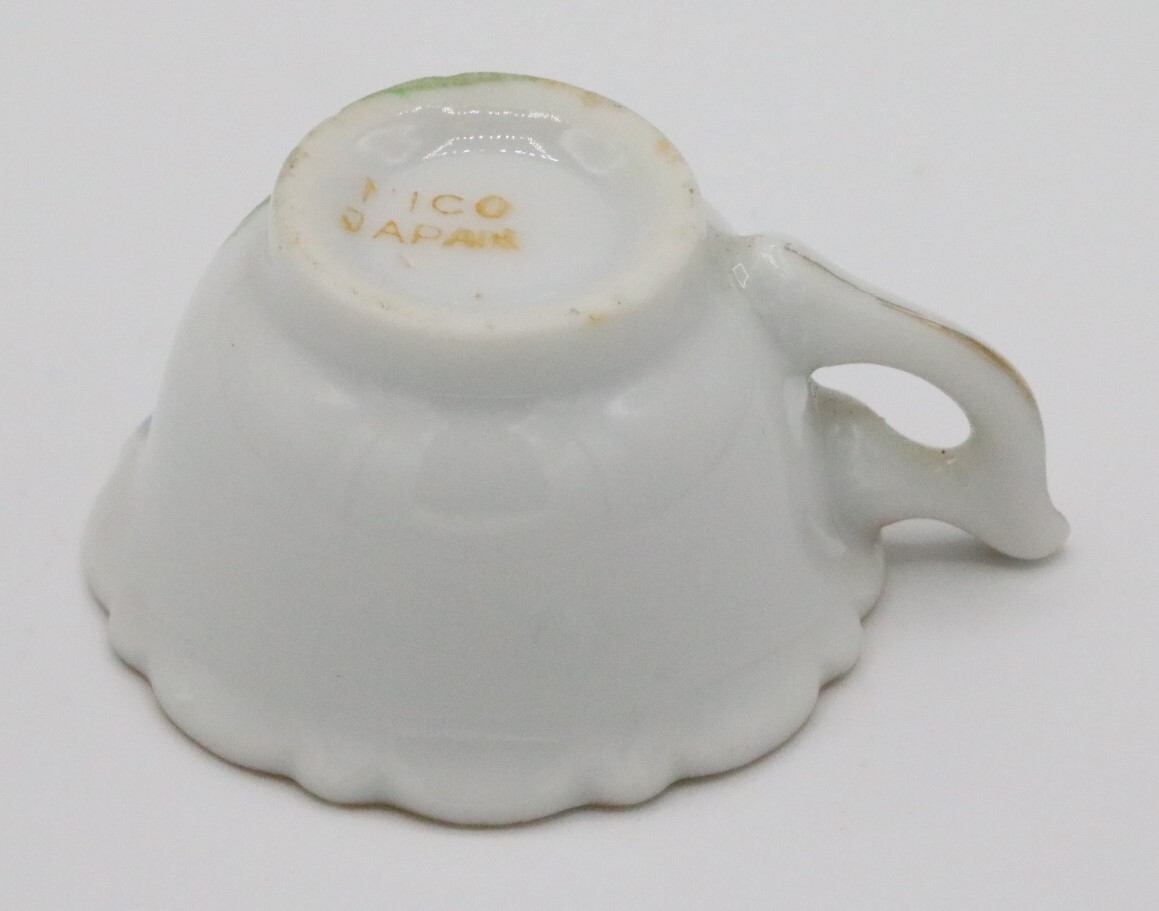 Nico Japan Miniature Great Smoky Mountains Cup Saucer Vtg Hand painted Souvenir
