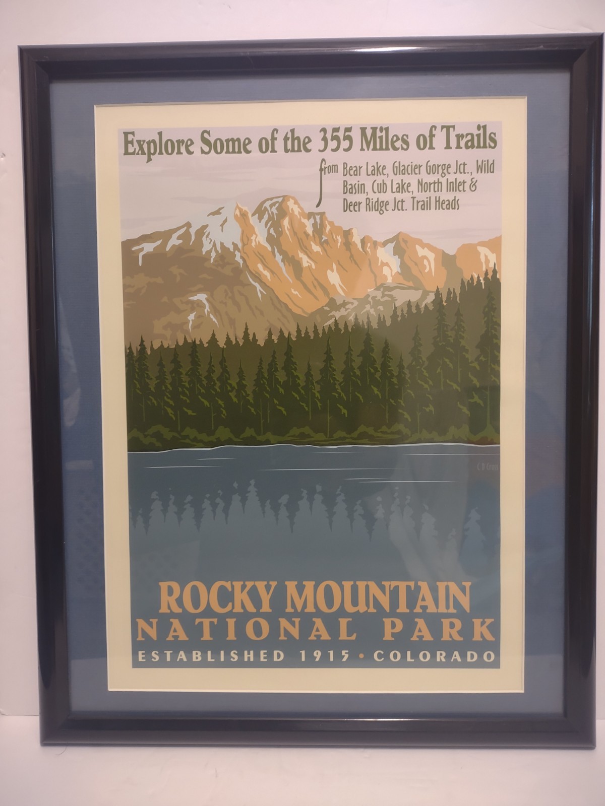 Rocky Mountain National Park Bear Lake Glacier Gorge Framed Poster – Retro D7