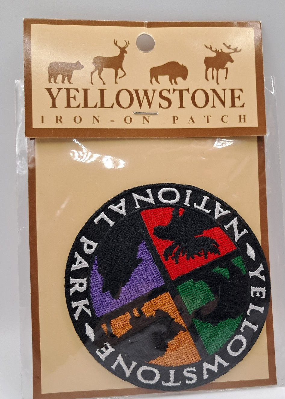 Yellowstone National Park Souvenir Iron On Patch Buffalo Bear Moose Wolf 3″