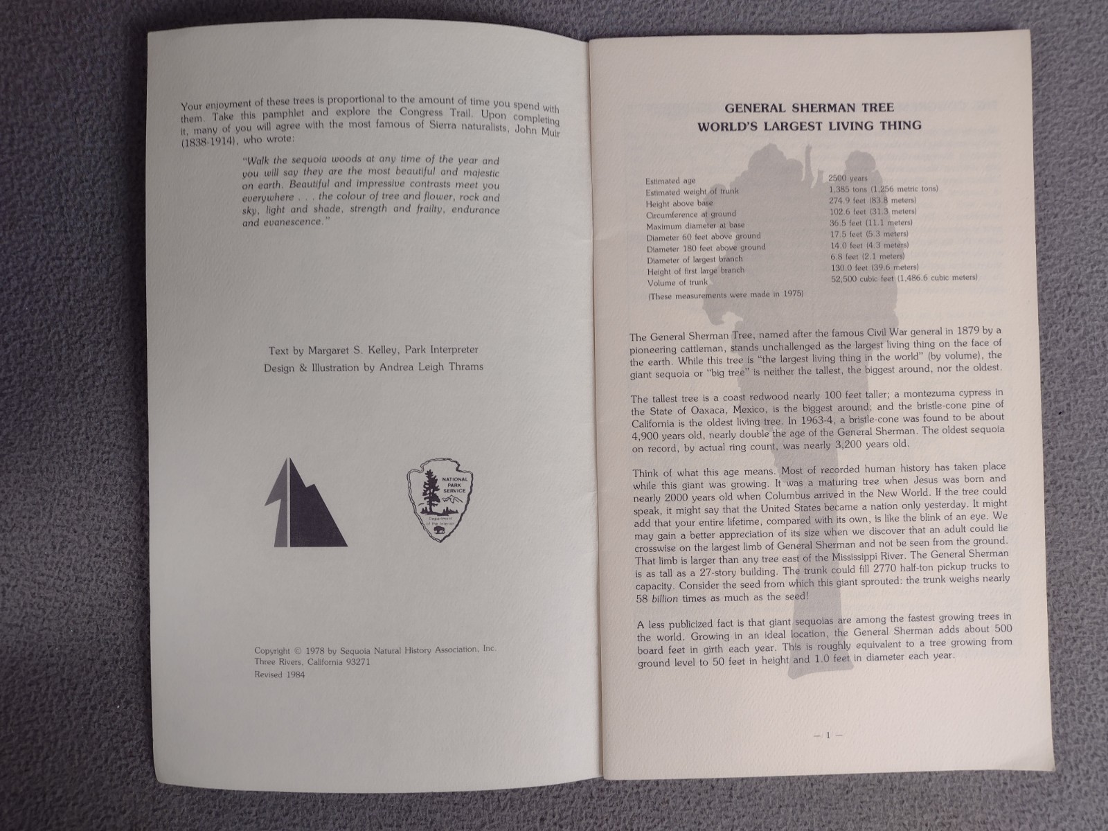 Sequoia National Park Booklet Brochure Congress Trail California Vintage 1985