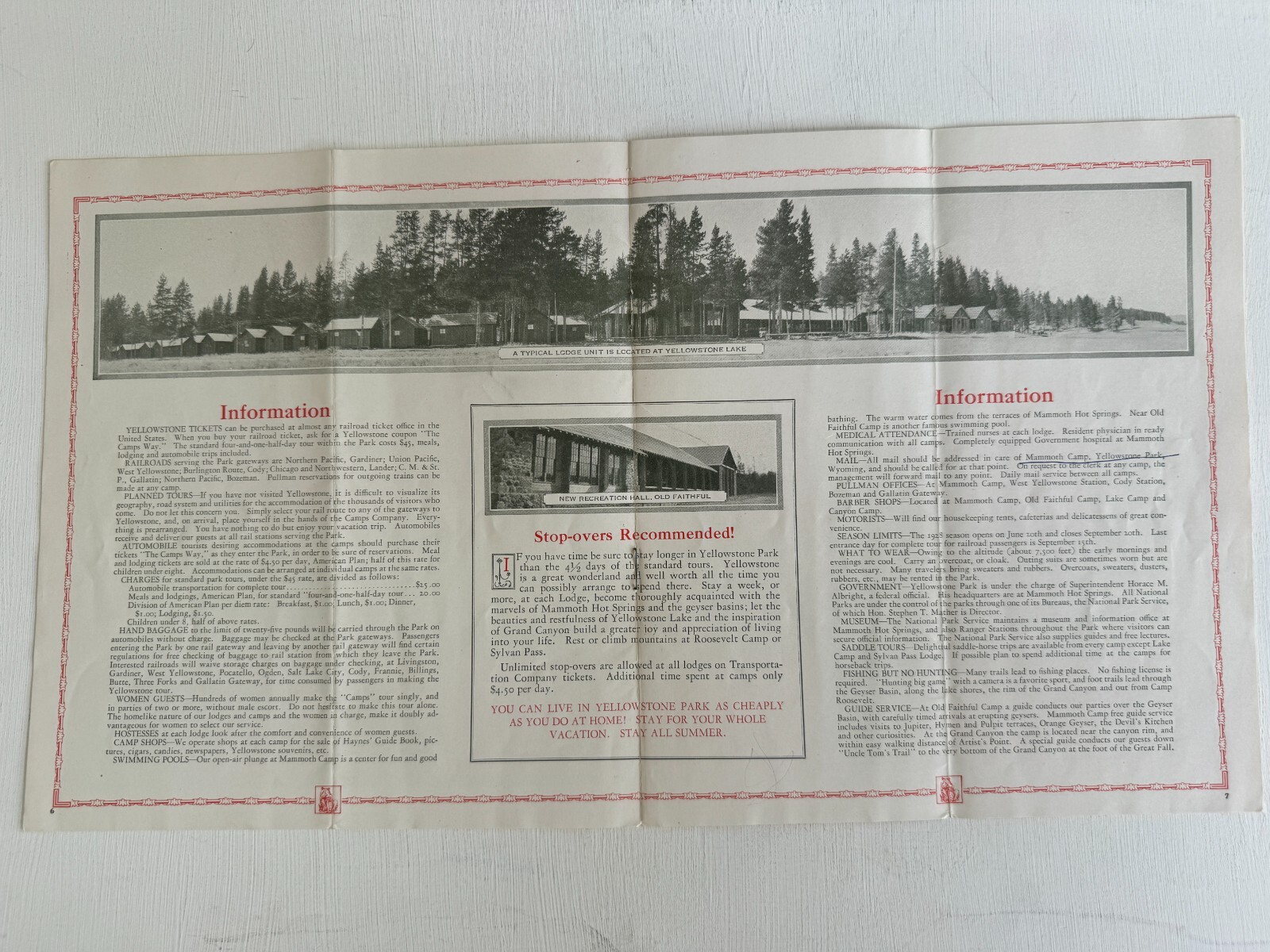 1920’s Yellowstone National Park Travel Brochure
