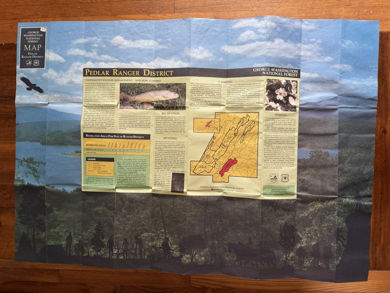 Vtg George Washington National Forest Pedlar Ranger District Map 1988 USDA