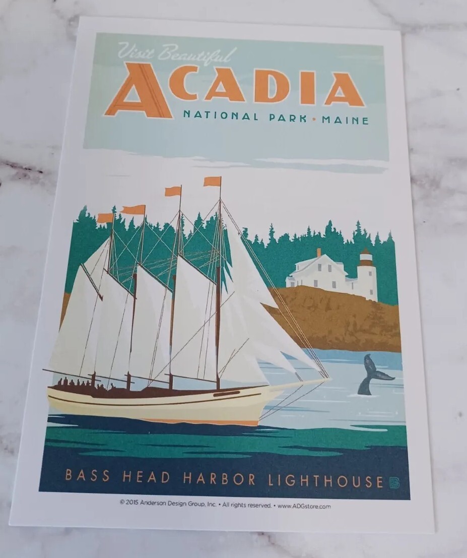 Acadia National Parks 100th Anniversary Illustrated Print Post Card
