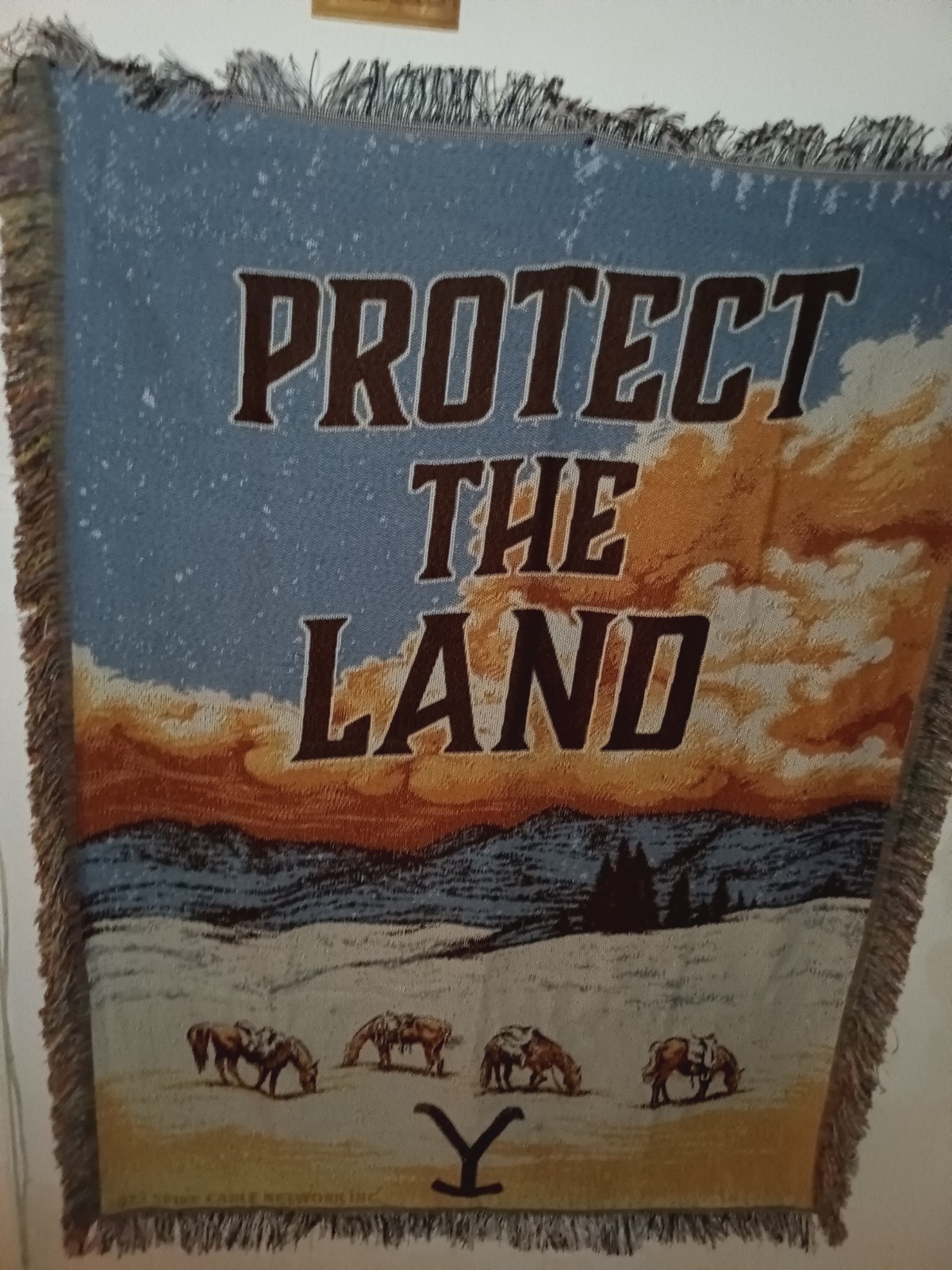 Yellowstone Dutton Ranch “Protect the Land” Woven Tapestry Throw Blanket