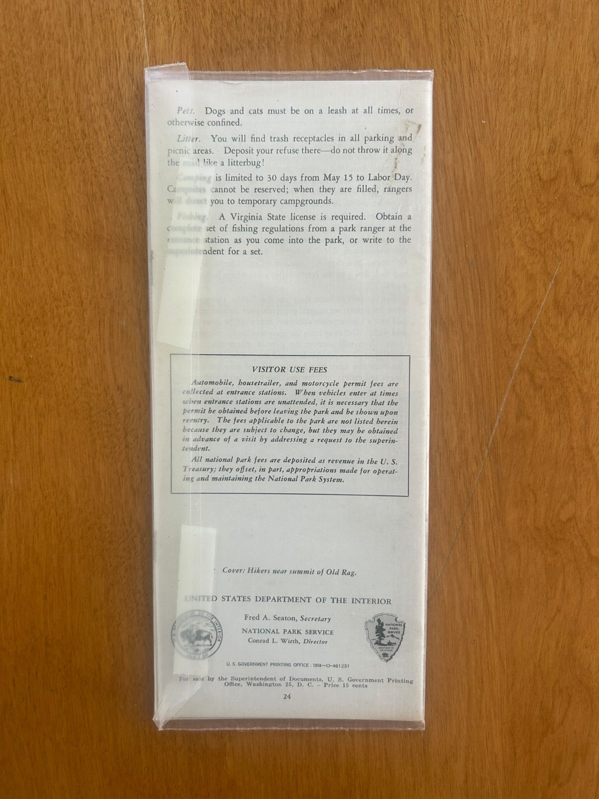 Vintage 1958 Shenandoah National Park Brochure – Virginia