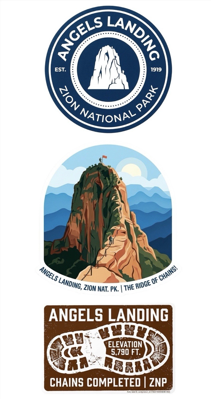 The Angels Landing “Ridge of Chains” Sticker Sheet | 3-in-1 Commemorative Set