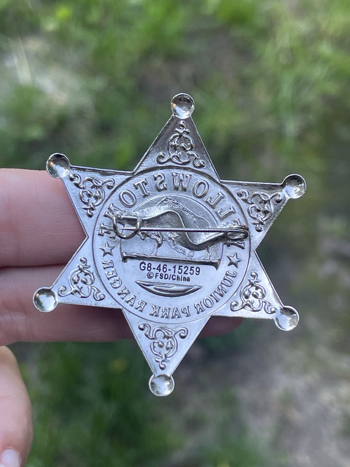 Vintage Yellowstone Junior Park Ranger Star Logan Name Badge Pin Pinback 2″