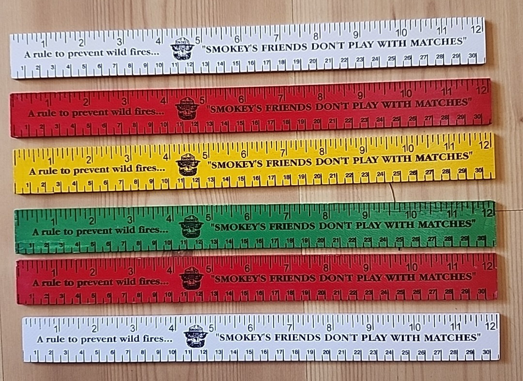 6 VTG Smokey The Bear Wood Ruler Smokey’s Friends Don’t Play With Matches