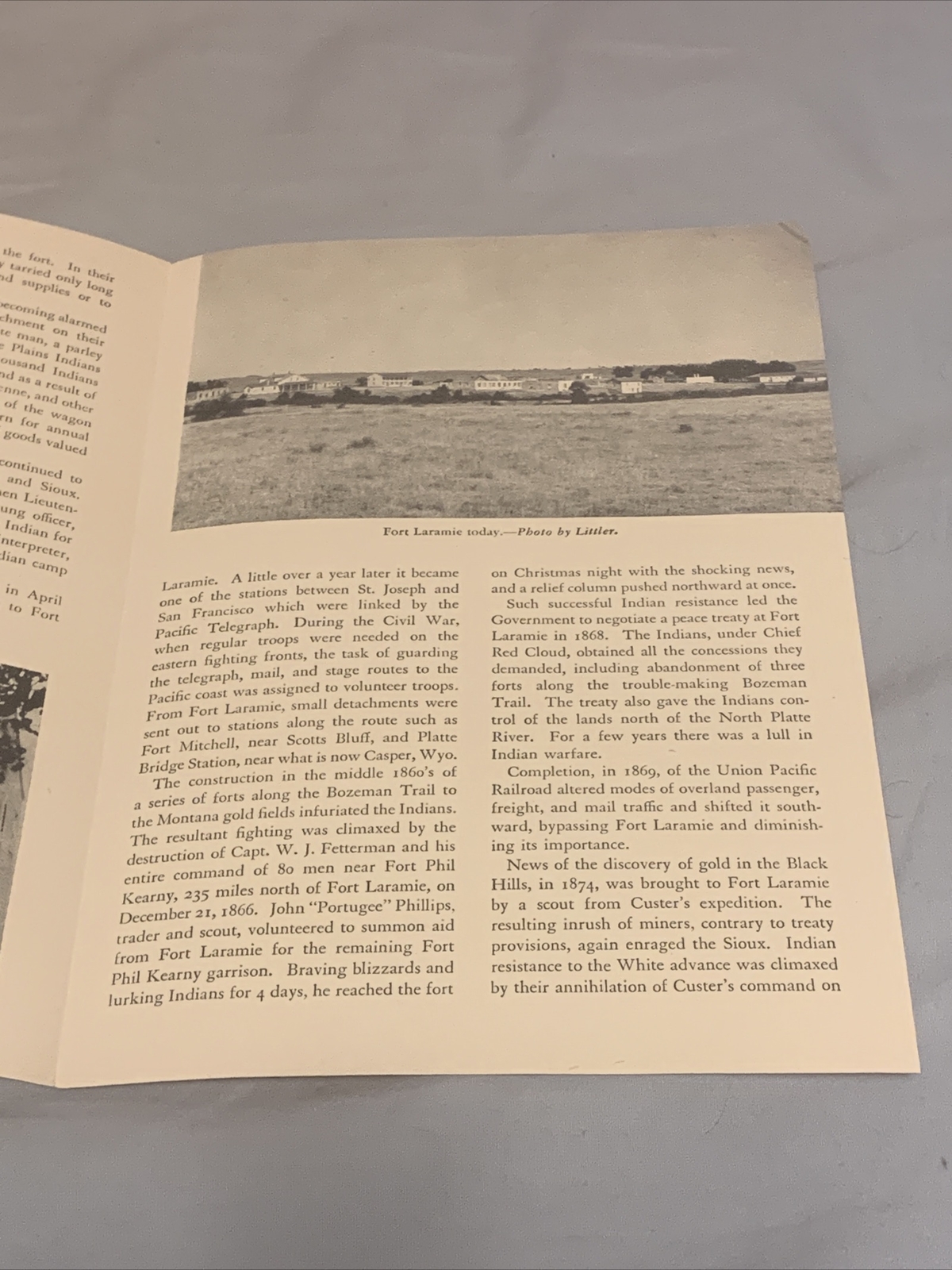 Vintage Rare – Fort Laramie National Monument Wyoming Brochure Pamphlet Map 1952