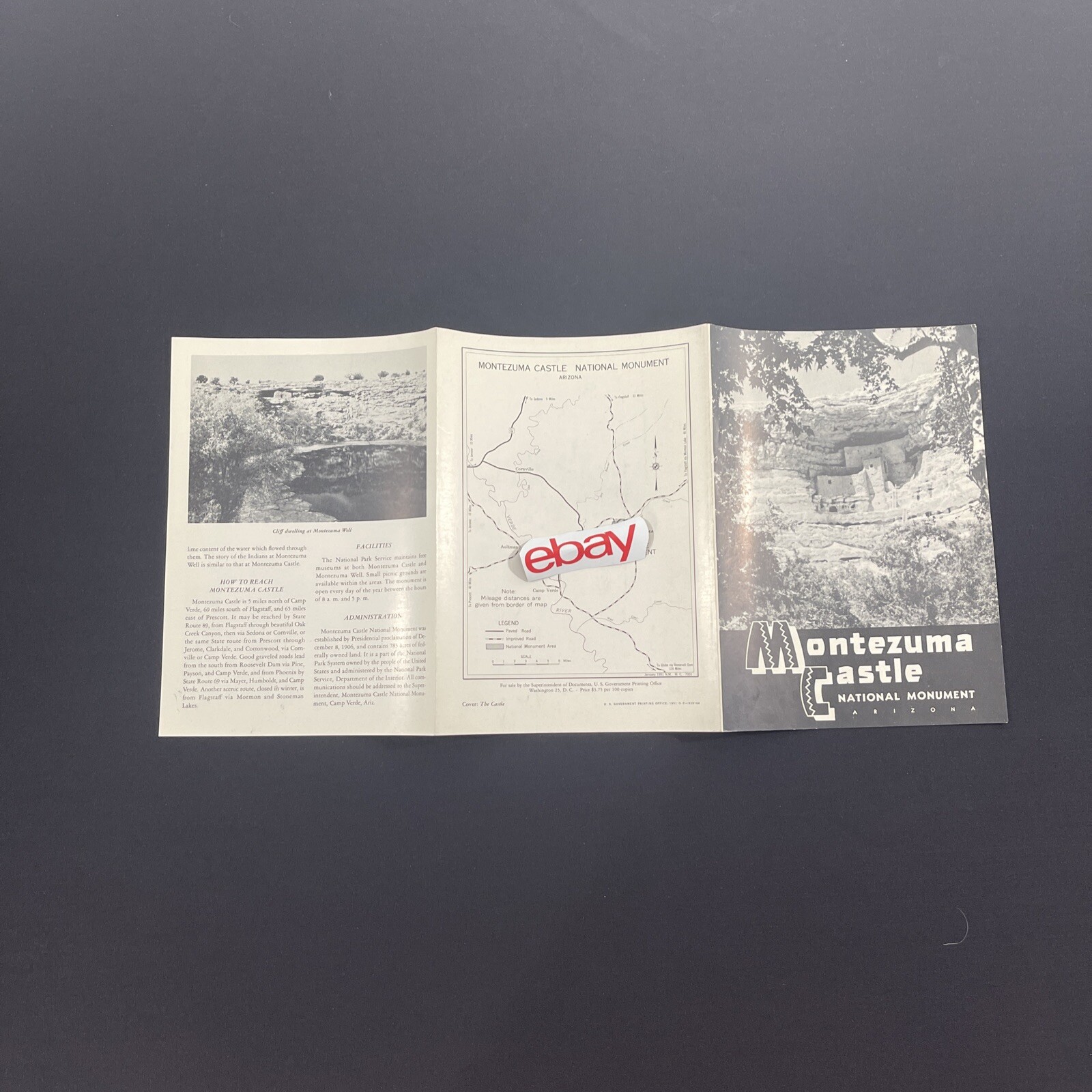 Vtg 1951 Montezuma Castle National Monument Brochure Pamphlet