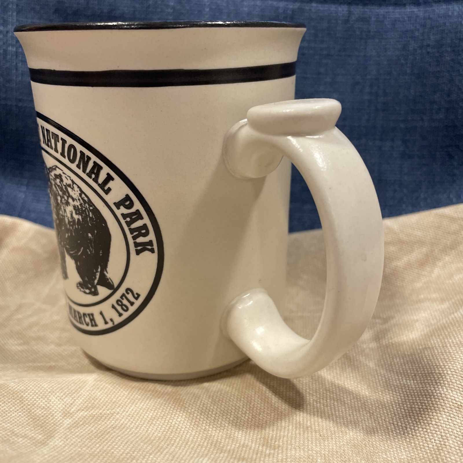 Grizzly Country Yellowstone National Park Mug Blue/black/cream Bear & Paw Print