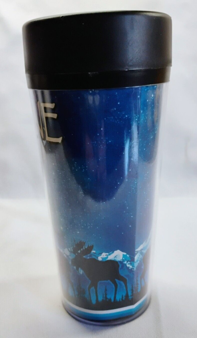 Yellowstone National Park Souvenir Travel Cup Wolf Elk Bear Bison Starry Night