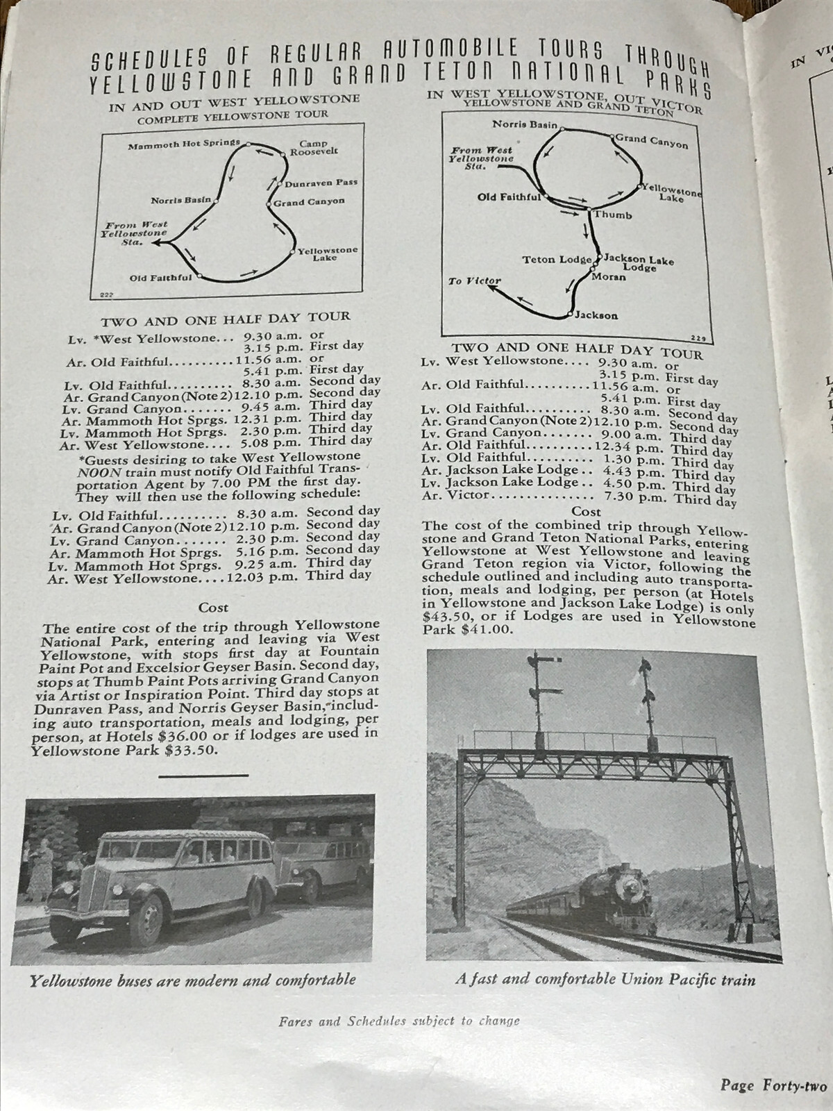 Yellowstone & Grand Teton National Parks Union Pacific RR Overland Route 1941
