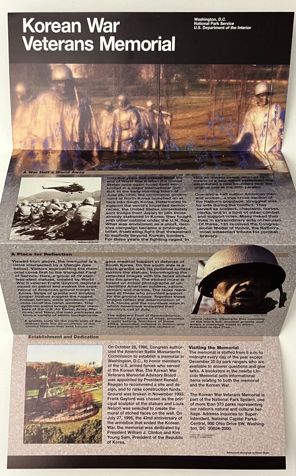 1997 Korean War Veterans National Memorial Washington DC Vintage Travel Brochure