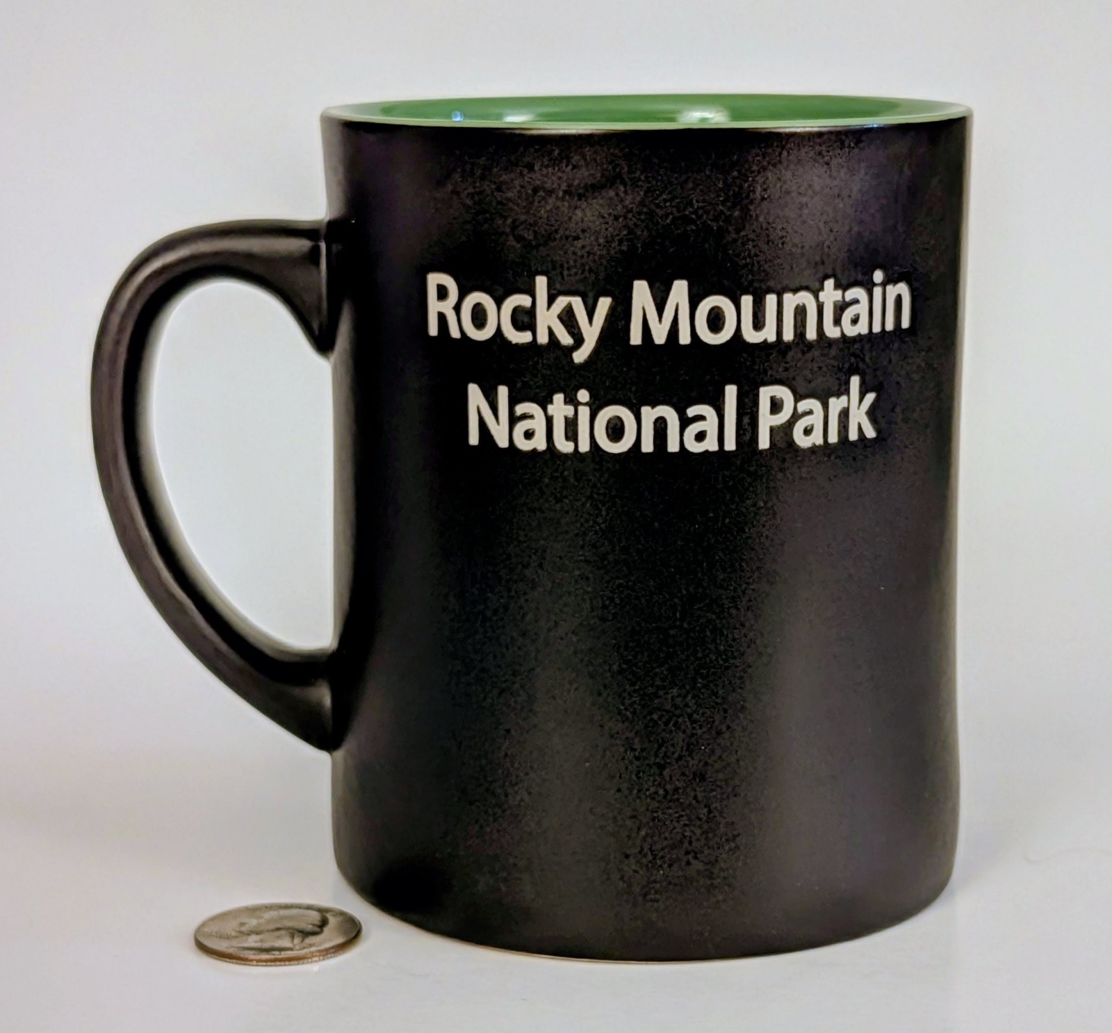 Rocky Mountain National Park Ceramic Pottery Mug Green & Brown Elk Deer